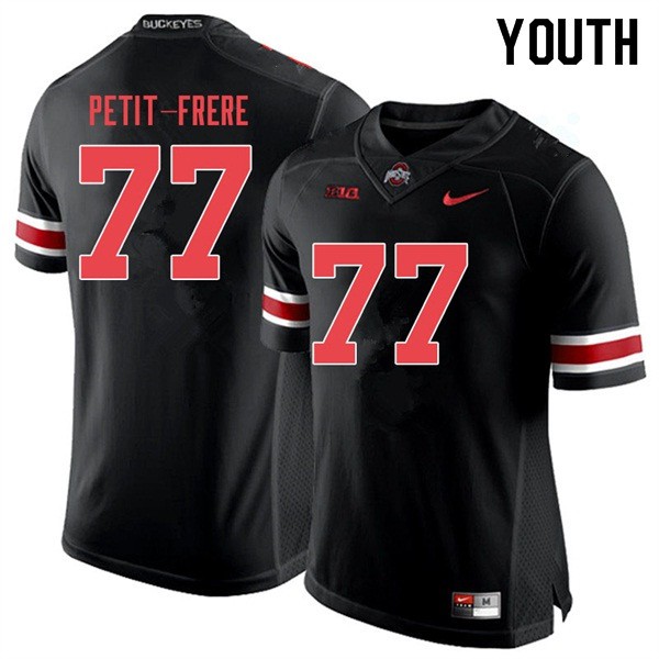 Ohio State Buckeyes #77 Nicholas Petit-Frere Youth Stitch Jersey Black Out